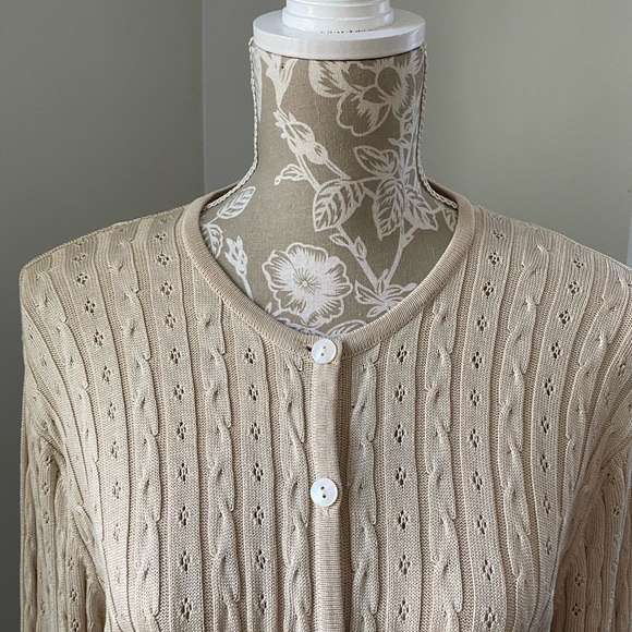 Talbots Lt. Honey Silk Cable Cardigan - Picture 2 of 6